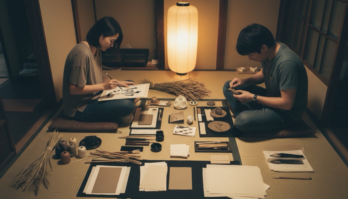JAPANESE CRAFT WORKSHOP KUROMAMEDO くろまめ堂 体験の様子