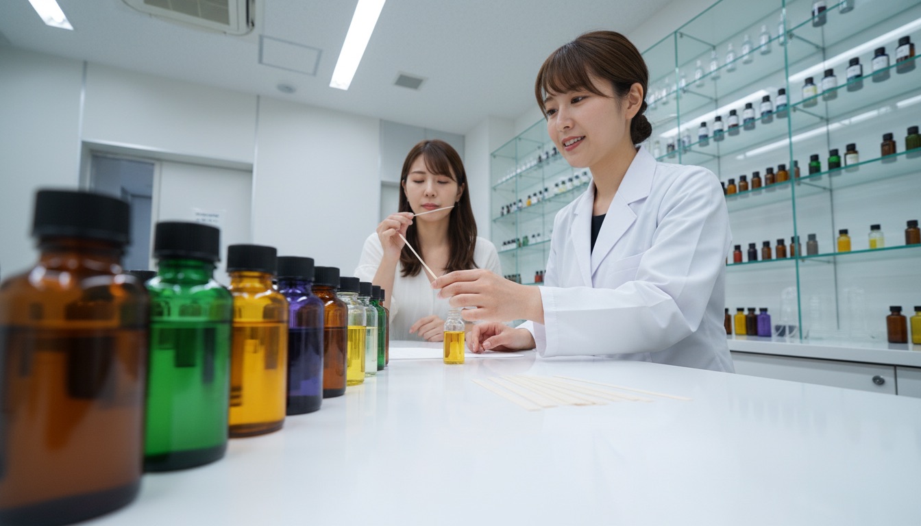 The Abram Aroma Shop 福岡 精油ボトルが並ぶ調香スタジオ