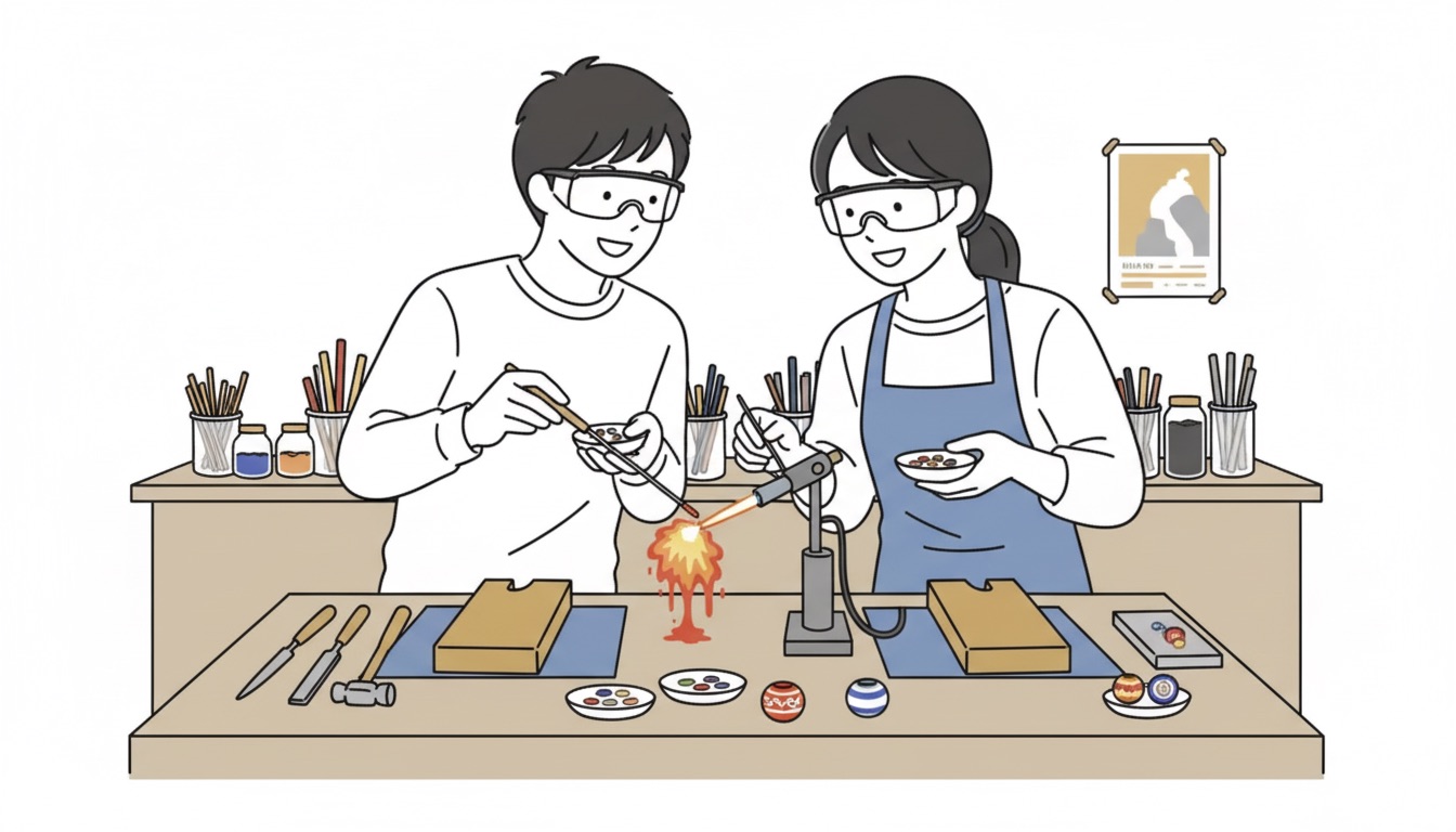 ガスバーナーを使ったガラス工芸体験