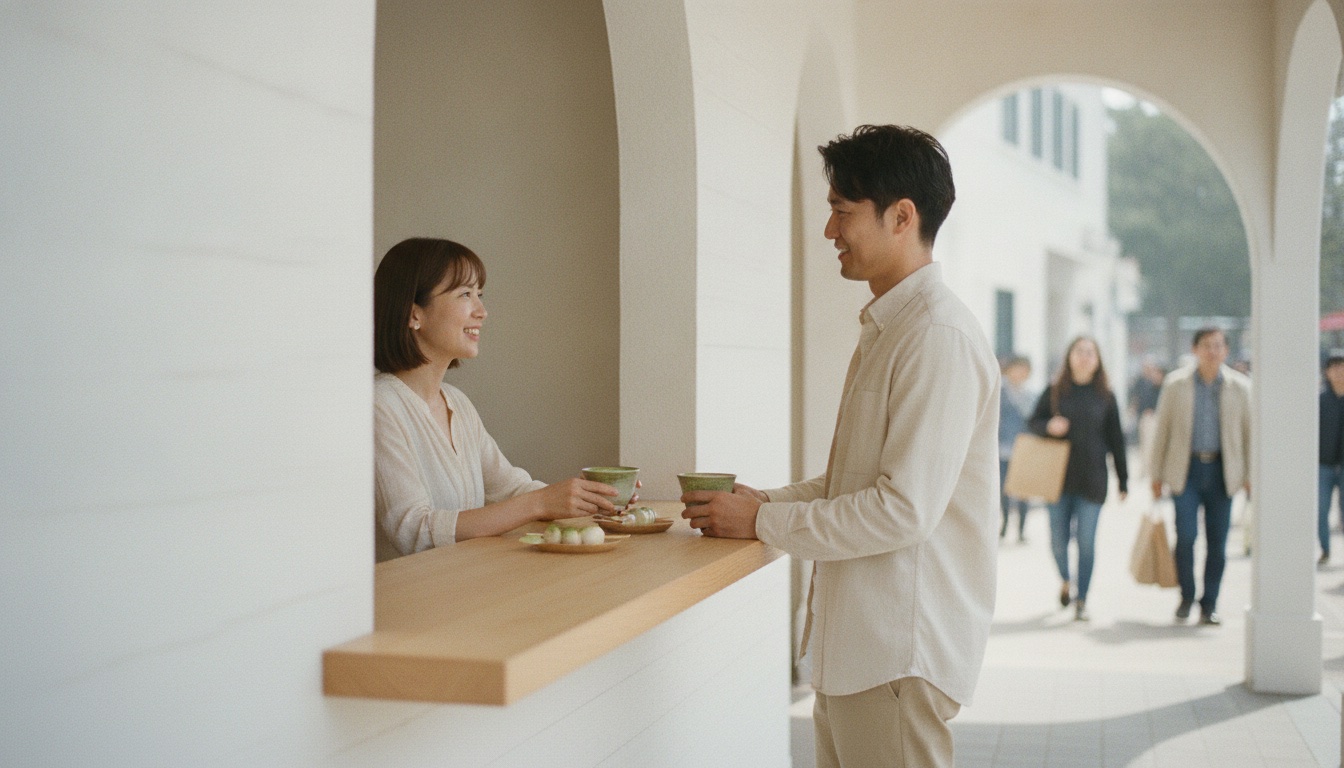 ATELIER MATCHA Kamakuraで抹茶ラテを楽しむイメージ