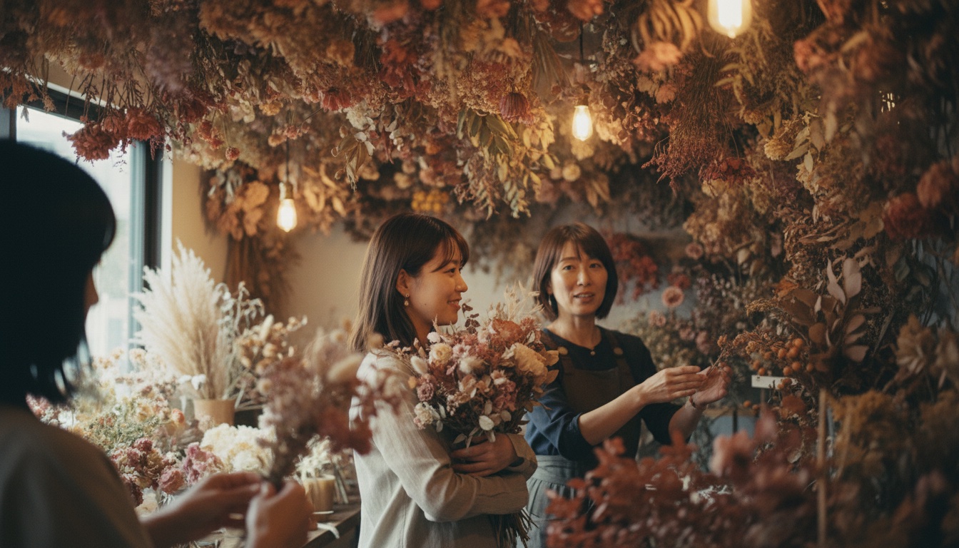 COCOBOTANICAL arrangementでドライフラワーに囲まれて過ごすイメージ