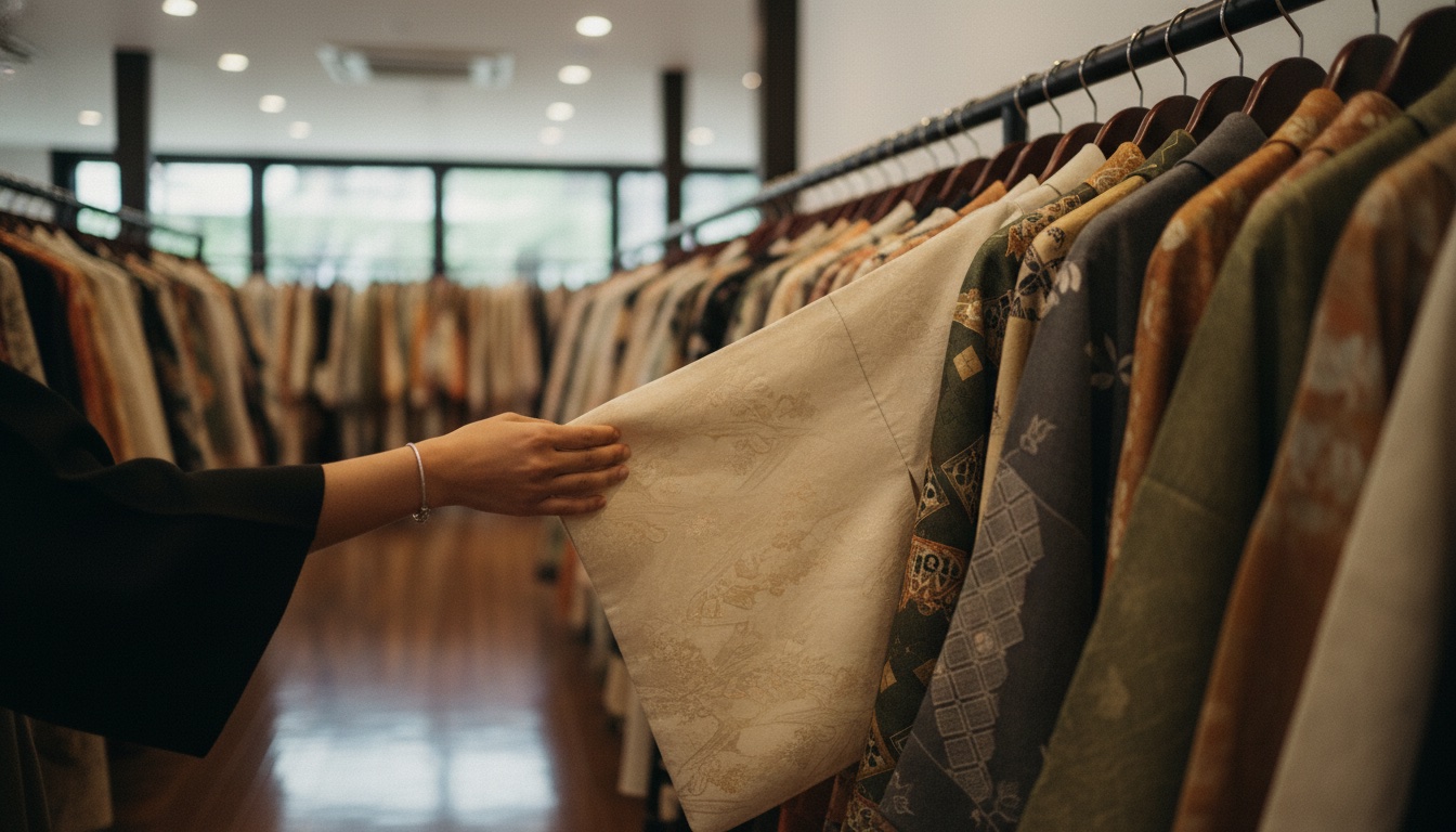 Kimono fitting at Rikka Wafuku Arashiyama