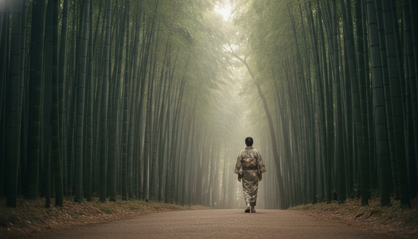 Traditional kimono fitting at Okamoto Kimono Rental Arashiyama