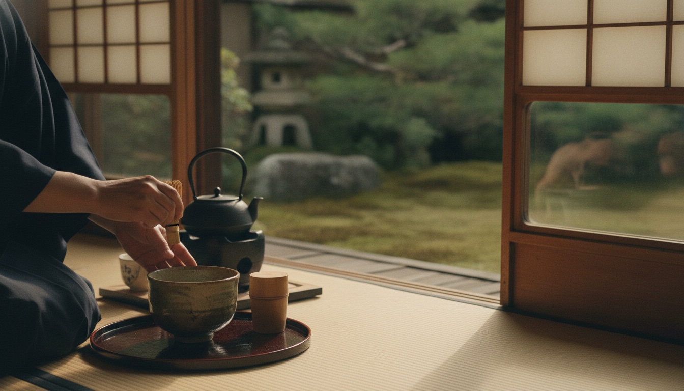 Historic garden views, a teahouse, and a quiet samurai-era tea ceremony atmosphere in Nagahama