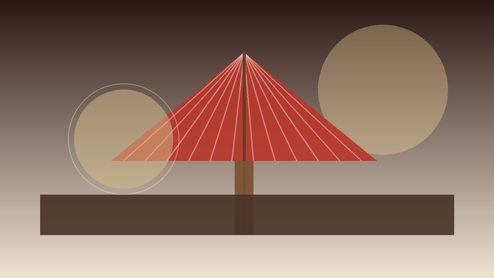 Stylized red paper parasol and workshop scene for a Kyoto craft experience