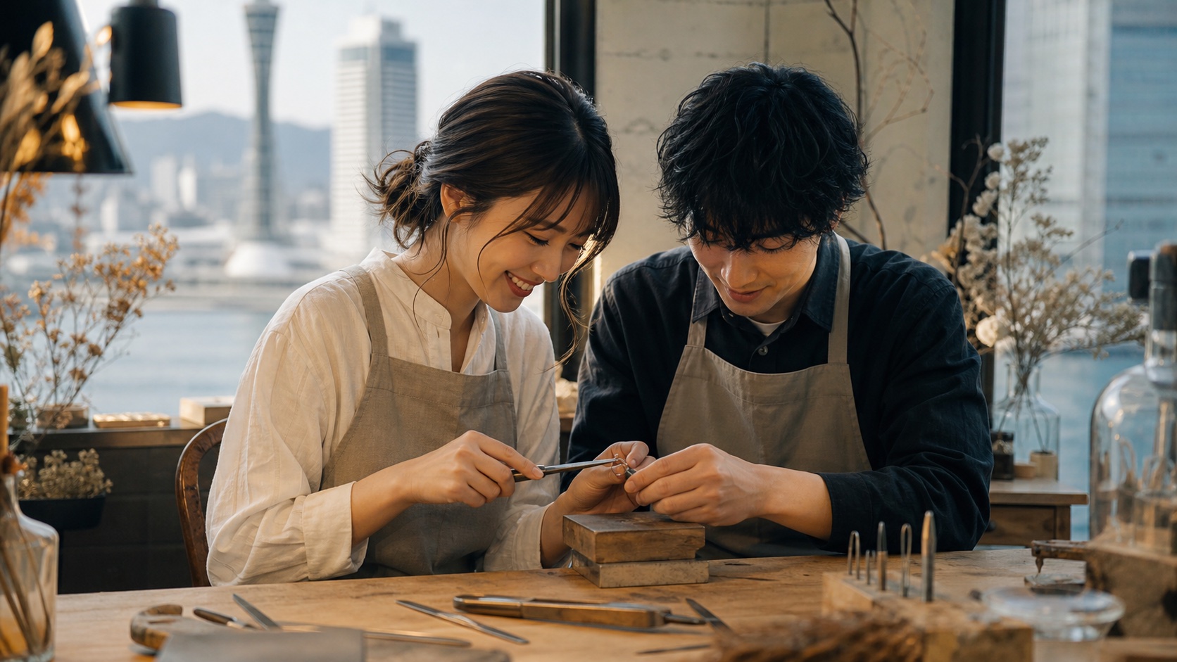リングラム神戸店で手作りリングを仕上げるイメージ