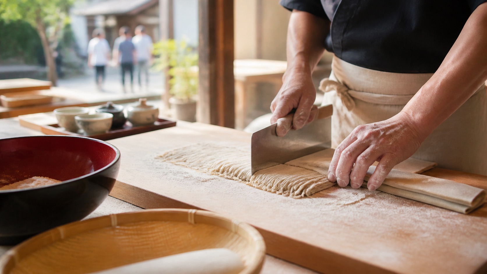蕎麦LABOでそば打ちを体験するイメージ