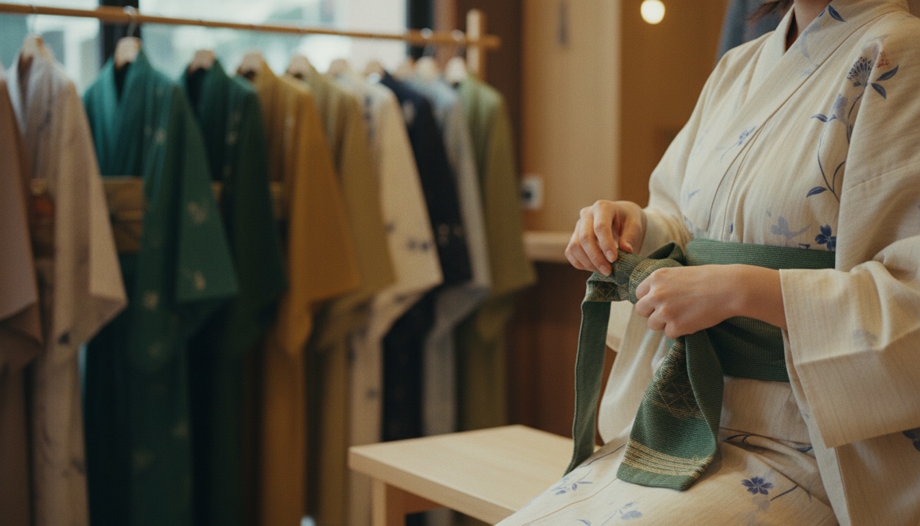 Traditional kimono rental fitting at Asakusa MAKO
