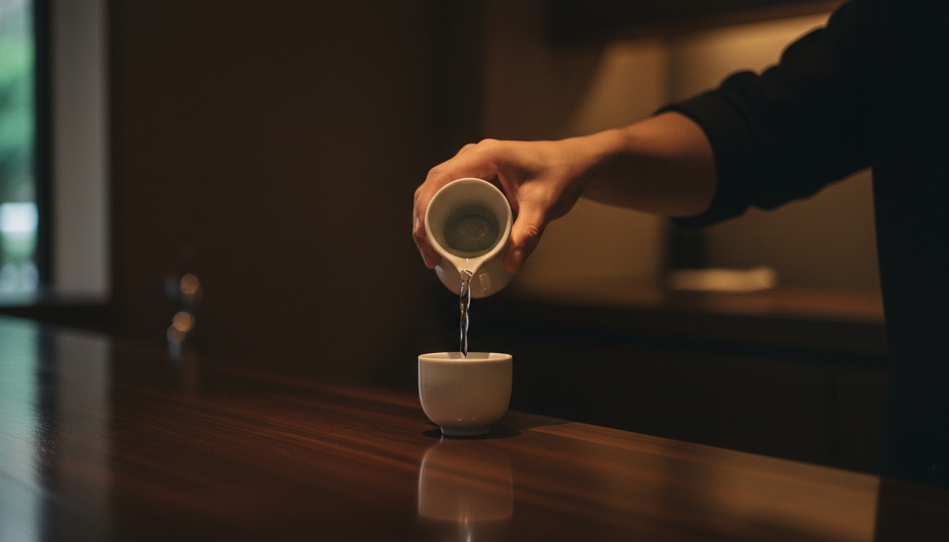 Sake bar service at SAKE Bar Hotel ASAKUSA