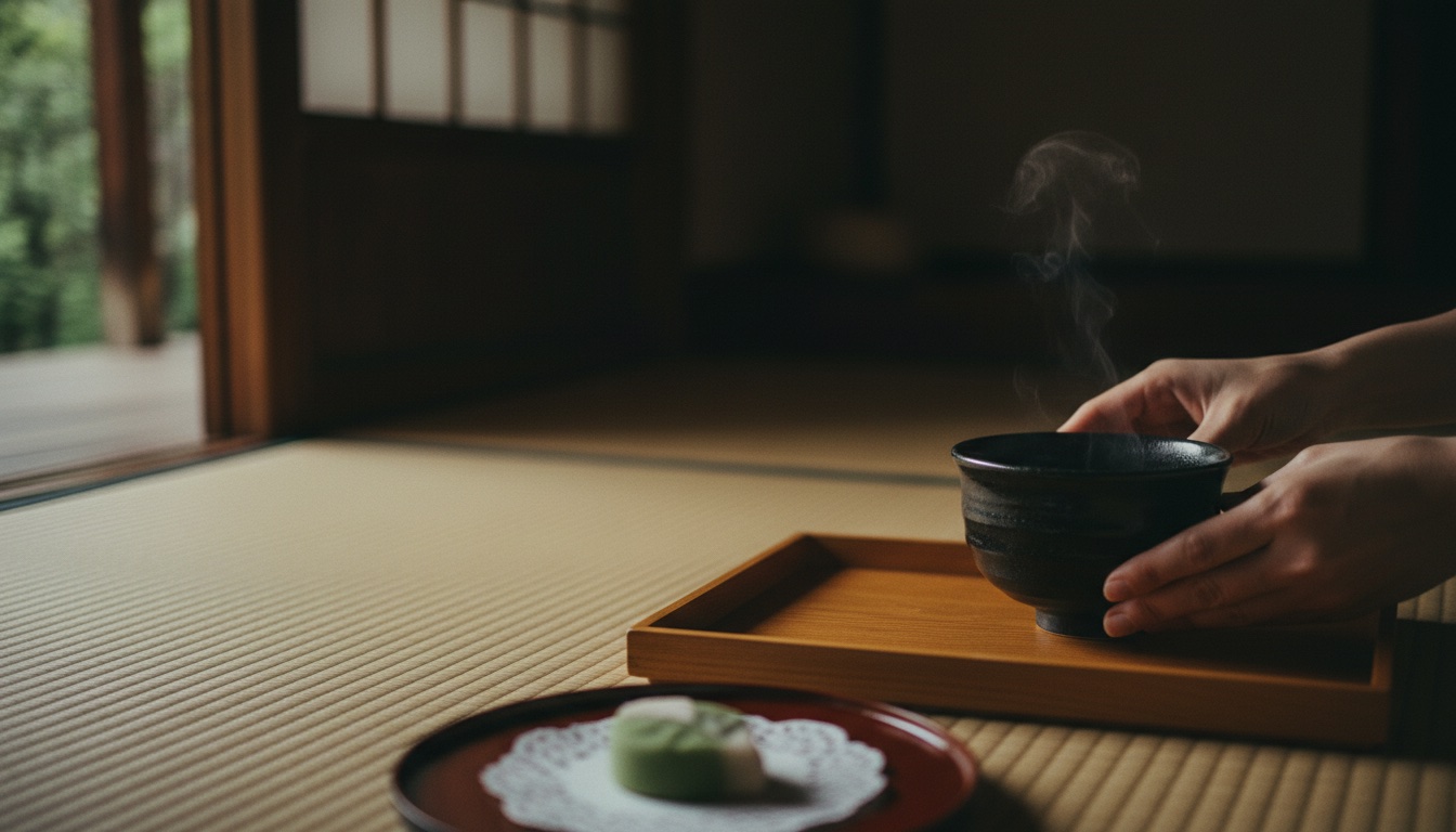 A bowl of matcha being whisked at a Tokyo tea ceremony class in Asakusa