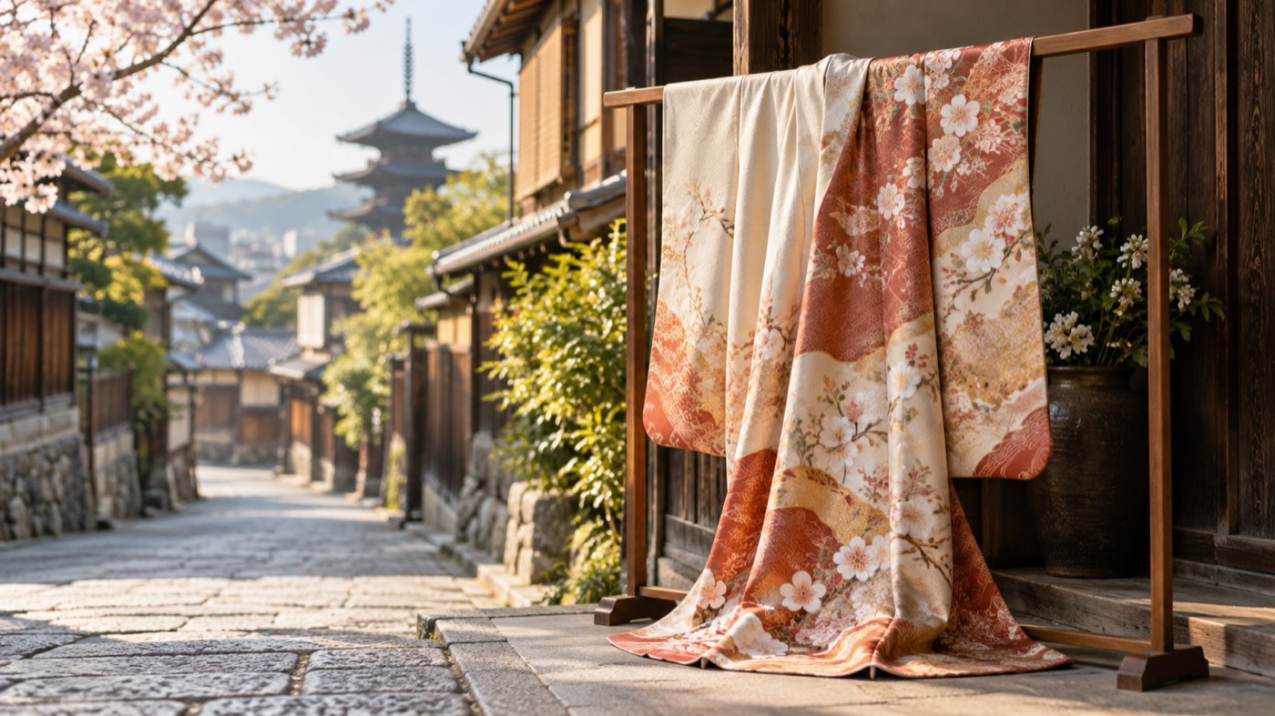 Illustrative image for a kimono walk in Asakusa; not the actual venue or garment