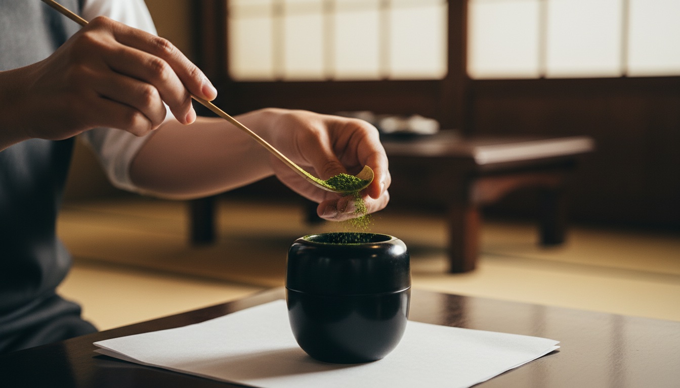 A matcha and Japanese sweets cafe setting near Harajuku