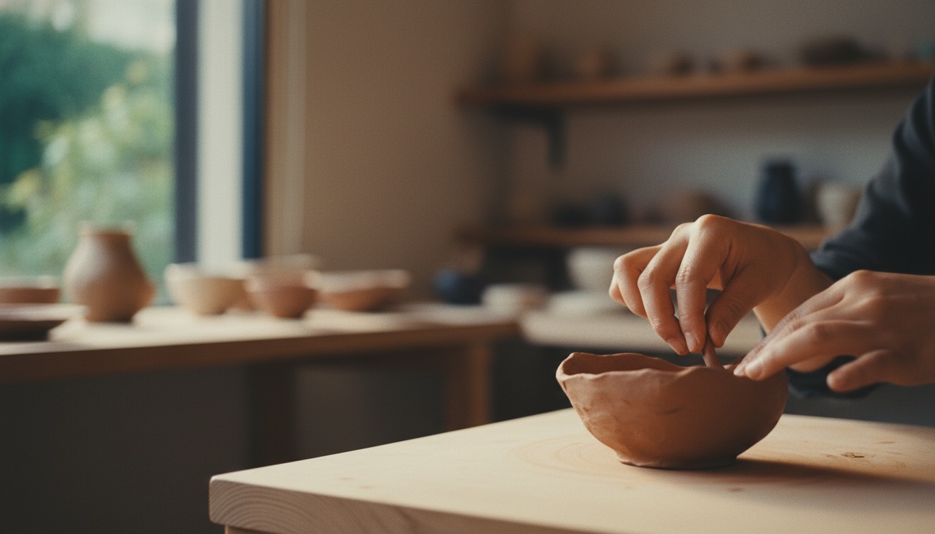 A pottery wheel session at Ceramic Studio CIRCOLO Komazawa in Setagaya, Tokyo