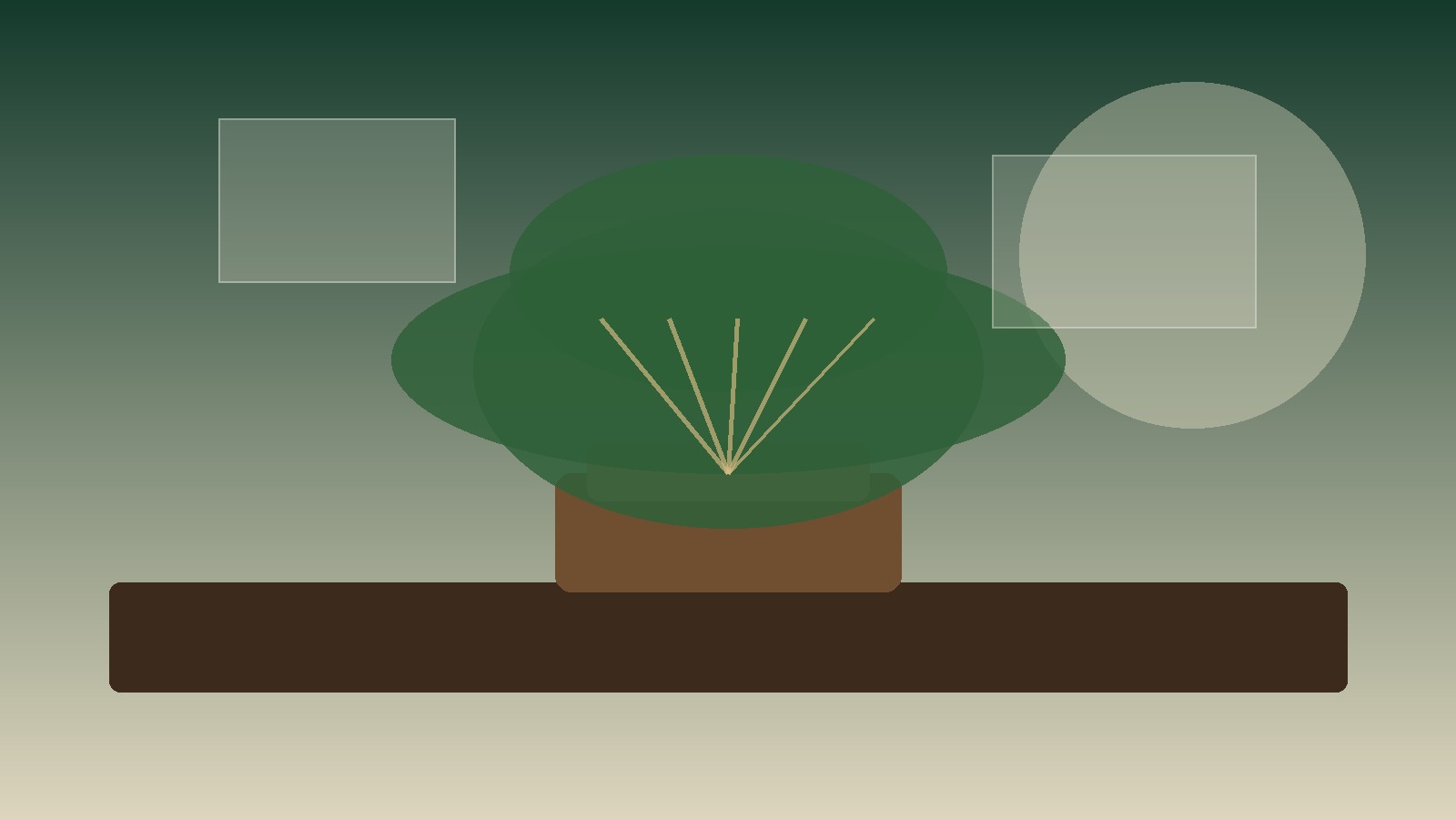 Stylized bonsai tree and tea room scene for a Tokyo cultural experience