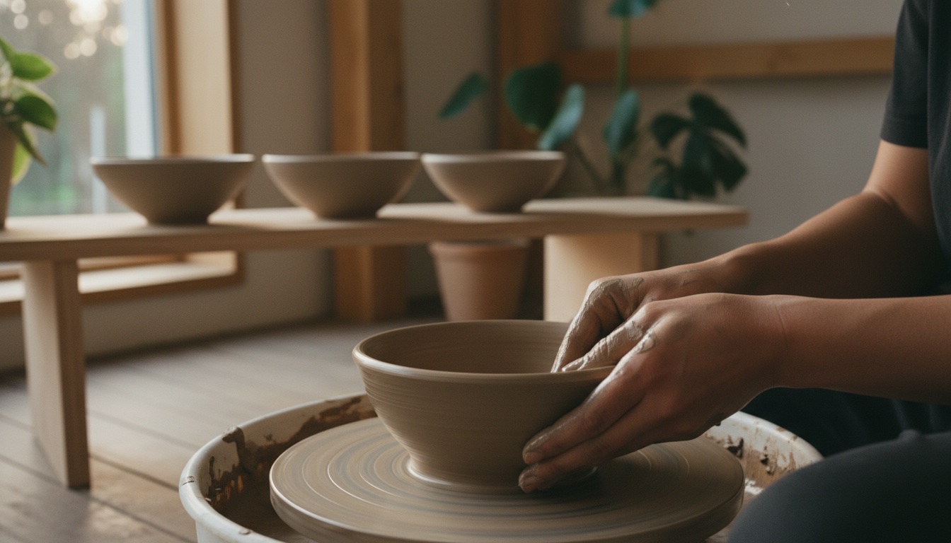 A pottery wheel session at Ceramic Circolo's Todoroki studio in west Tokyo