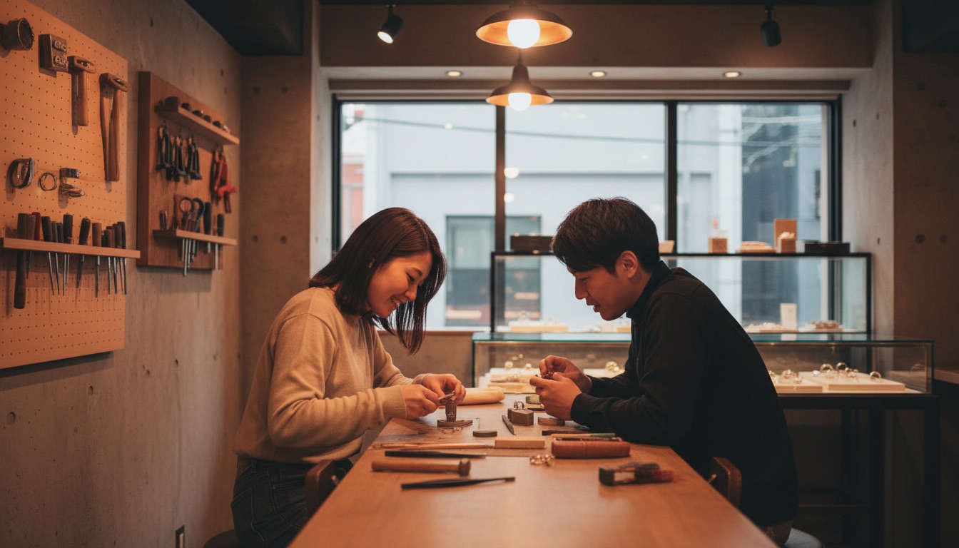 WEDY CRAFT イオンモール名取店でリングを作る体験イメージ