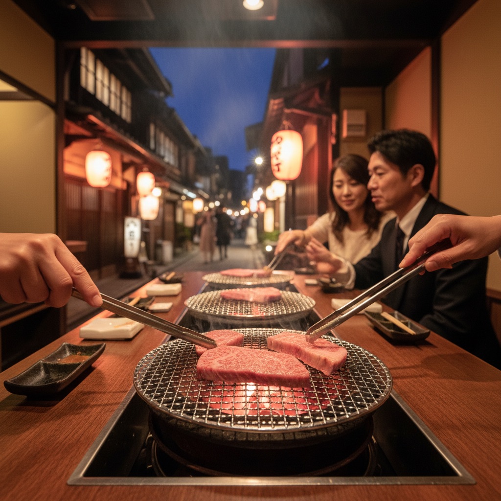 京都焼肉 enen 先斗町本店 高級焼肉コースのテーブル