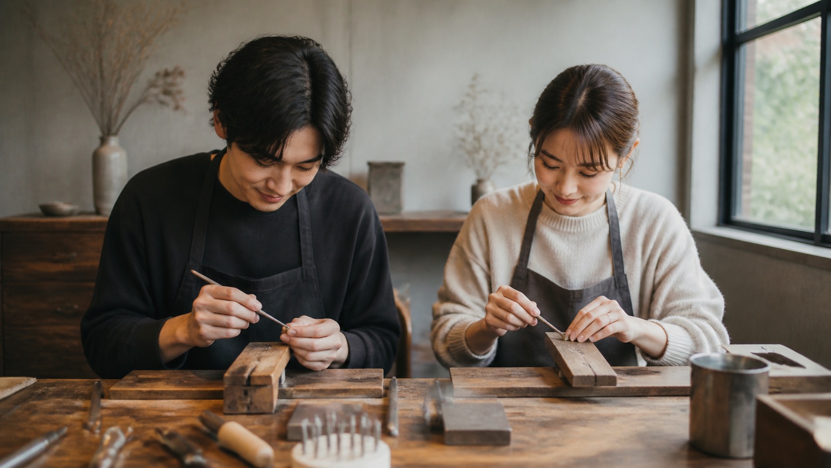 手作り結婚指輪 つくば彫金工房コトトキでリングを仕上げる体験イメージ