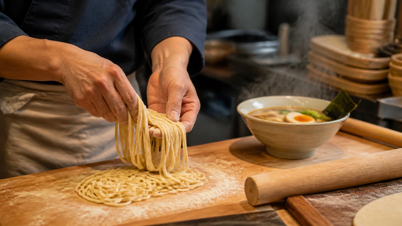 無双心製麺機体験所で麺を作る体験イメージ
