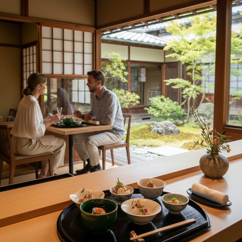 祗園 ろか 坪庭を望む懐石料理の静謐な空間